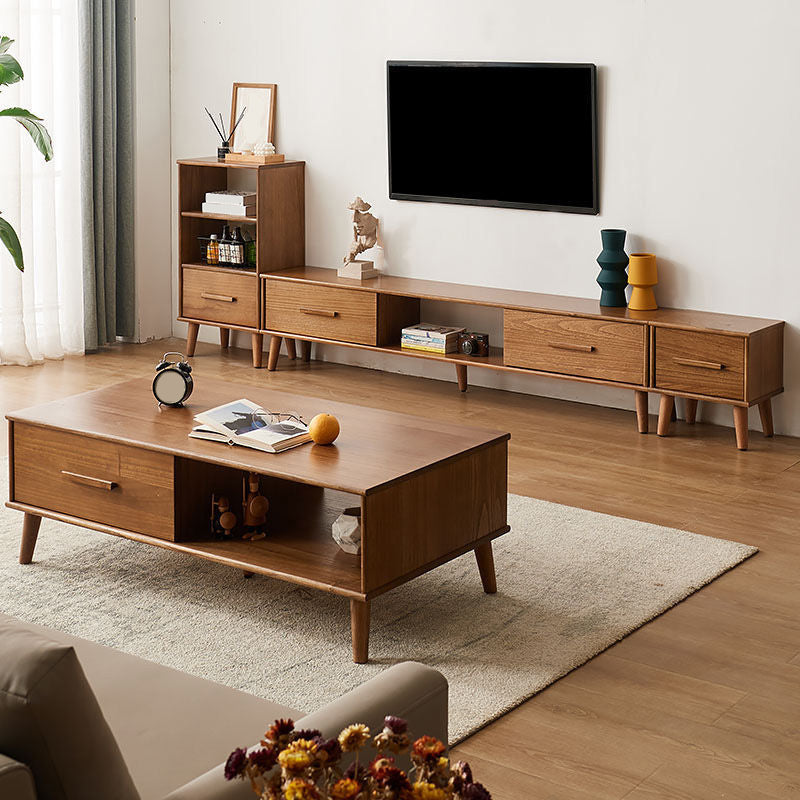 Contemporary TV Media Stand Wooden Media Console with 2 Drawers