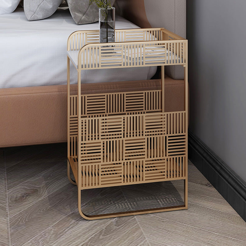 Glam Accent Table Nightstand Antique Finish Bed Nightstand with 2 Shelves