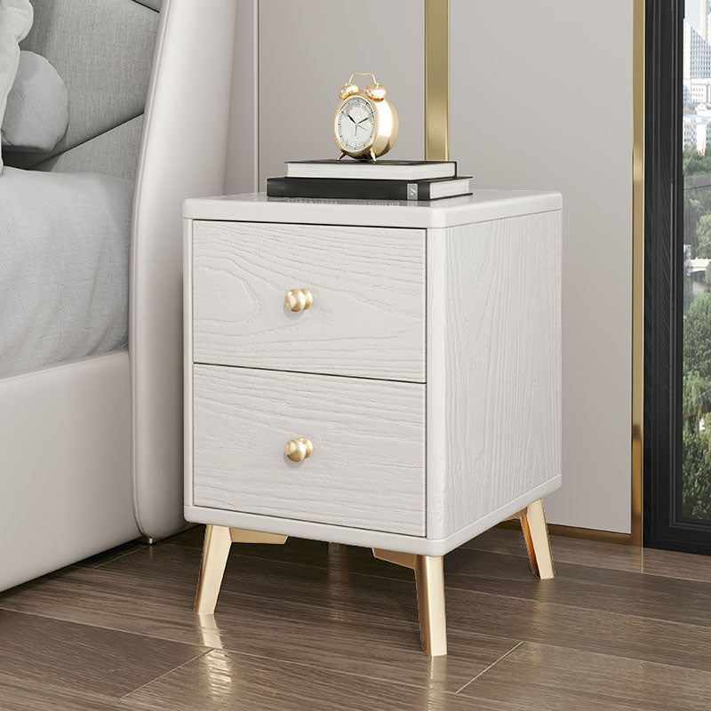 Glam Accent Table Nightstand Antique Finish Bed Nightstand with Legs