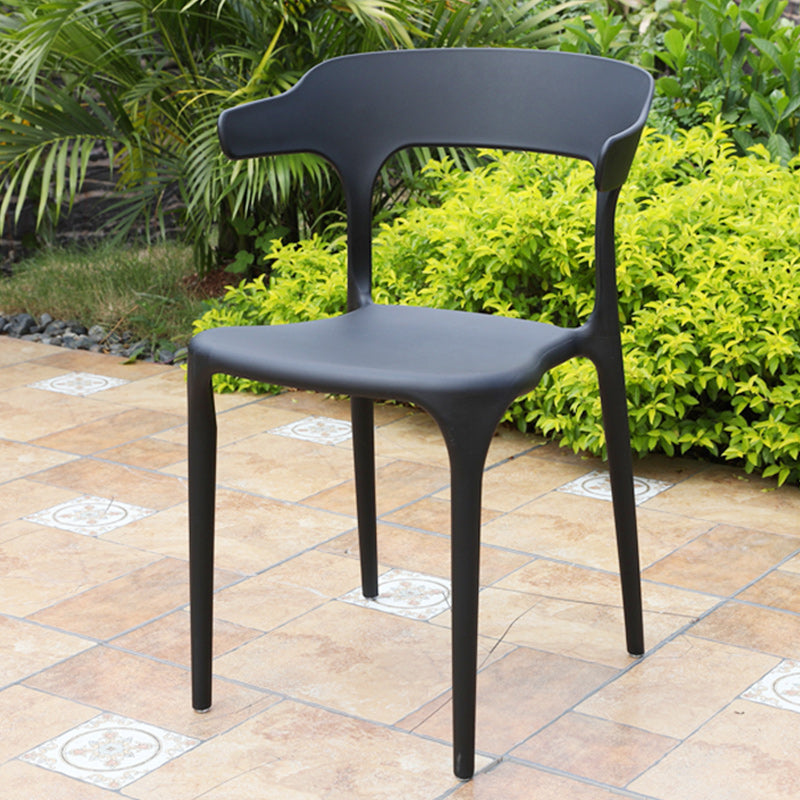 Contemporary Plastic Outdoors Dining Chairs Stacking Patio Dining Armchair