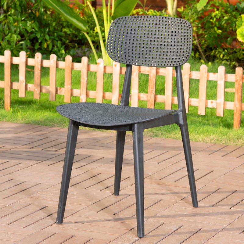 Contemporary Plastic Outdoors Dining Chairs Stacking Patio Dining Armchair