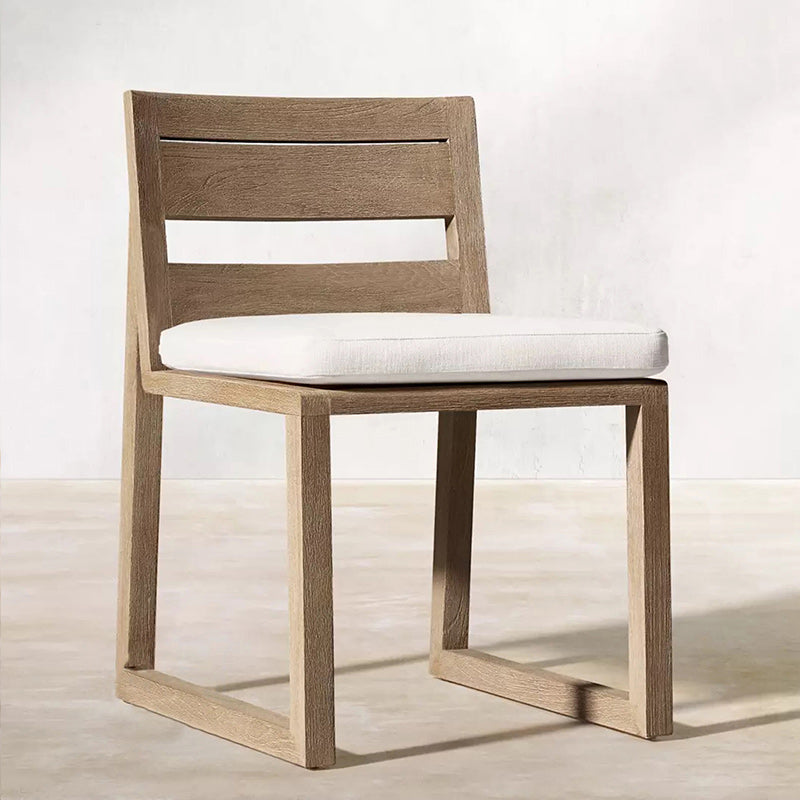 Contemporary Natural Patio Dining Chair with UV Protective Finish Cushion