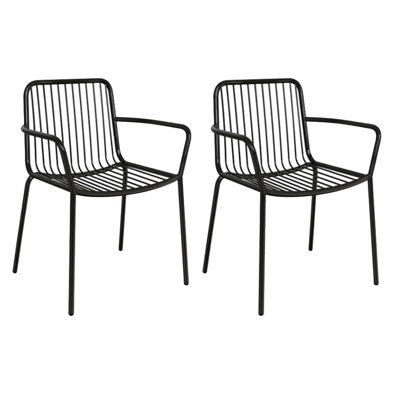 Modern Metal Patio Dining Chairs Open Back Stacking Armchair