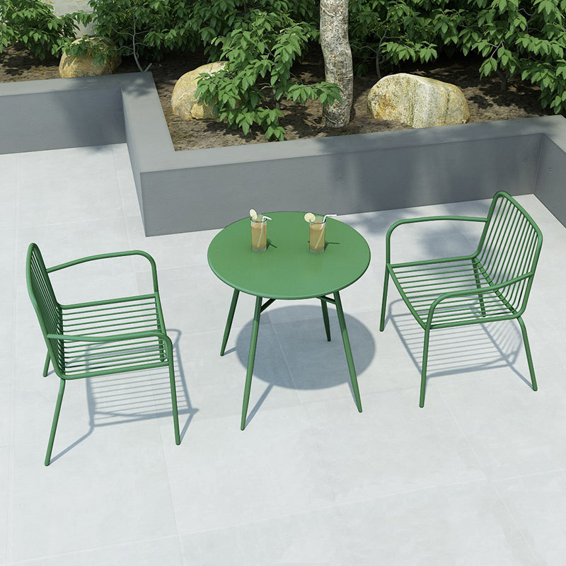 Modern Metal Patio Dining Chairs Open Back Stacking Armchair