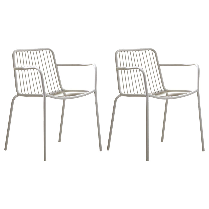 Modern Metal Patio Dining Chairs Open Back Stacking Armchair