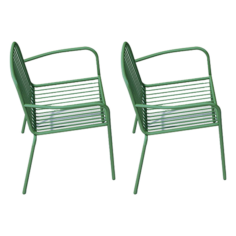 Modern Metal Patio Dining Chairs Open Back Stacking Armchair