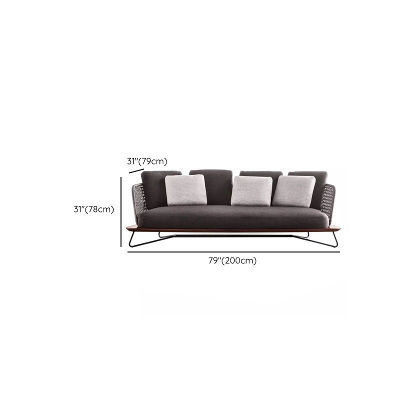 Contemporary Patio Sofa Water Resistant Outdoor Patio Sofa with Cushions