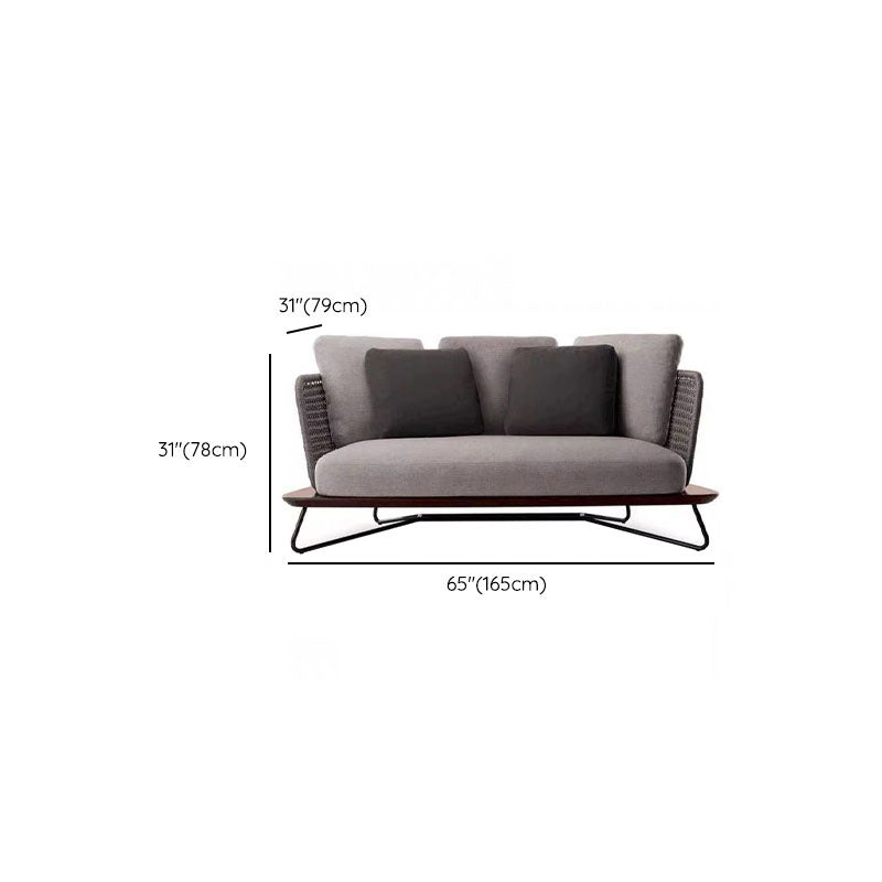 Contemporary Patio Sofa Water Resistant Outdoor Patio Sofa with Cushions