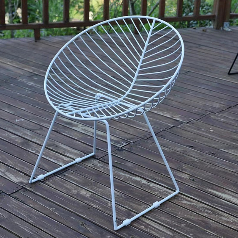 Contemporary Metal Dining Armchair Open Back Patio Dining Armchair