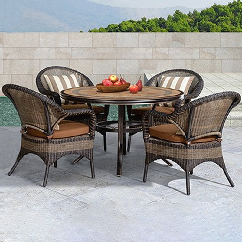 Tropical Rattan Patio Dining Armchair with Arm Brown Dining Armchair