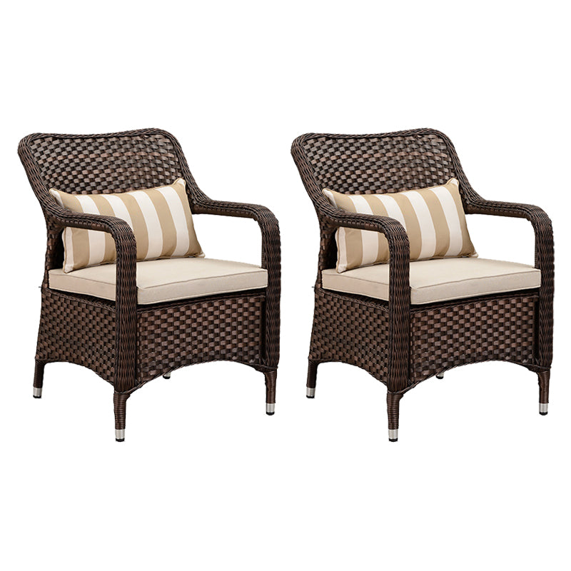 Tropical Rattan Patio Dining Armchair with Arm Brown Dining Armchair