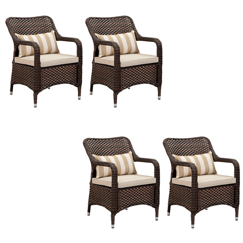 Tropical Rattan Patio Dining Armchair with Arm Brown Dining Armchair