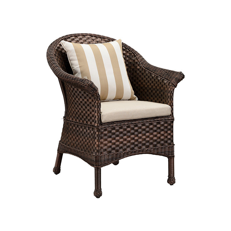 Tropical Rattan Patio Dining Armchair with Arm Brown Dining Armchair