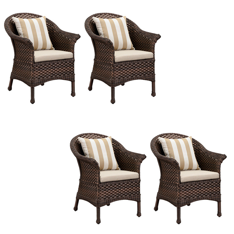 Tropical Rattan Patio Dining Armchair with Arm Brown Dining Armchair