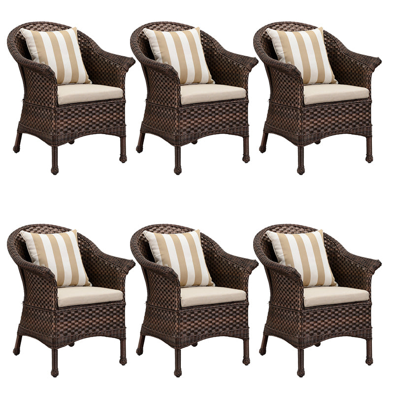 Tropical Rattan Patio Dining Armchair with Arm Brown Dining Armchair