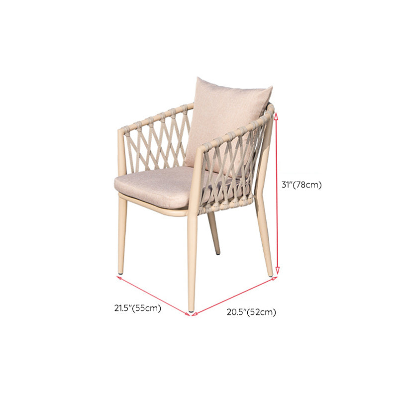 Modernism Patio Dining Chair Metal Upholstered Outdoor Chair