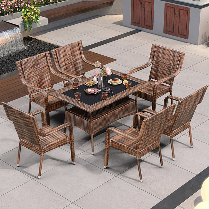 Tropical Rattan Patio Dining Armchair with Arm Dining Armchair