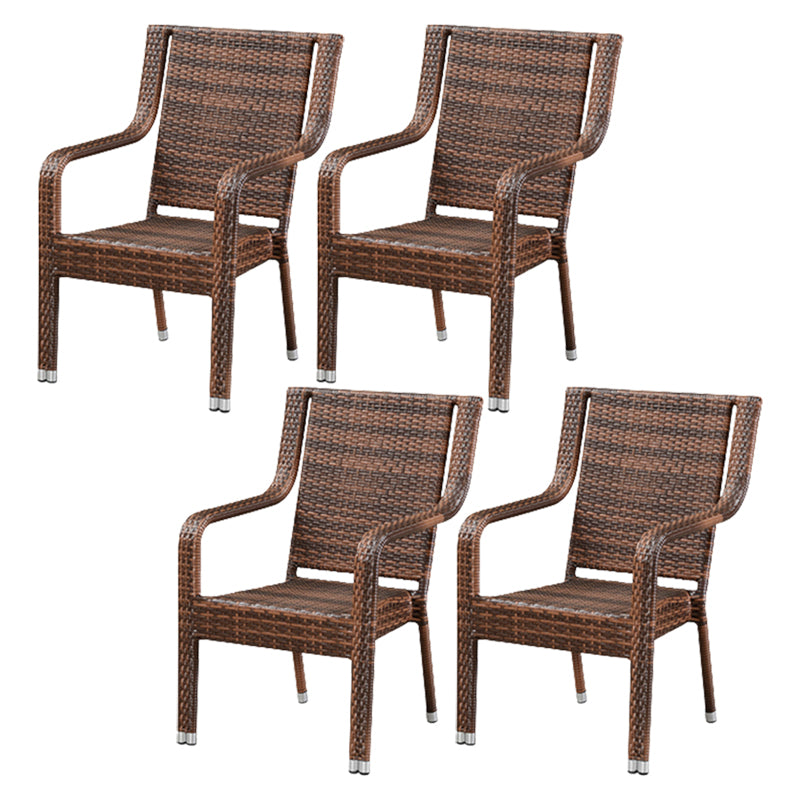 Tropical Rattan Patio Dining Armchair with Arm Dining Armchair