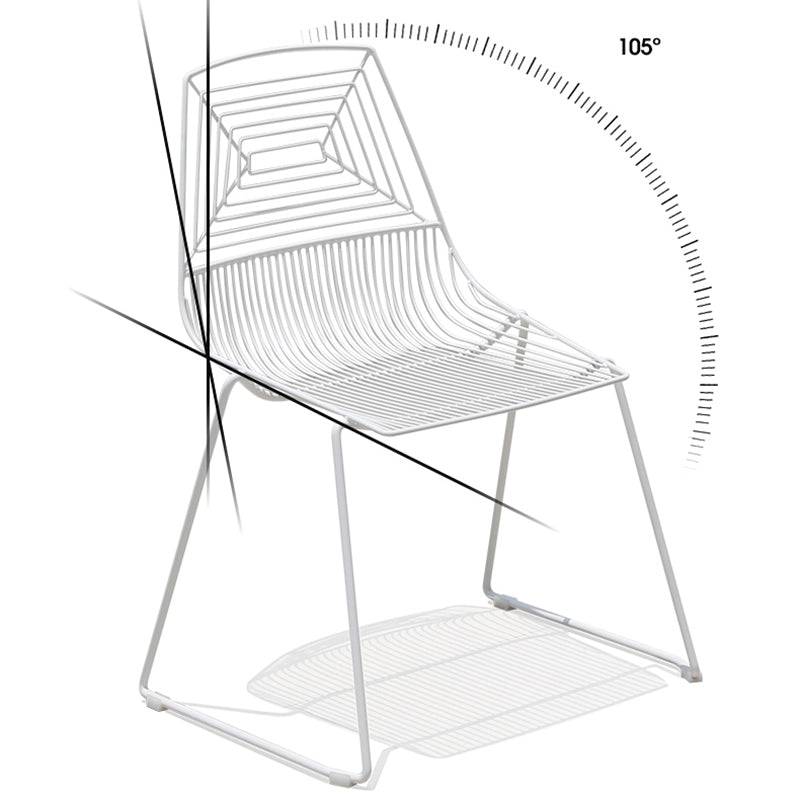 Contemporary Metal Dining Side Chair Open Back Stacking Outdoor Chair