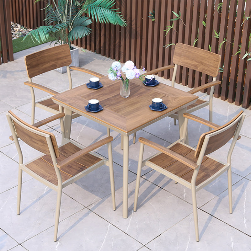 Modern Armed Chairs Iron Brown With Arm Open Back Outdoors Dining Chairs