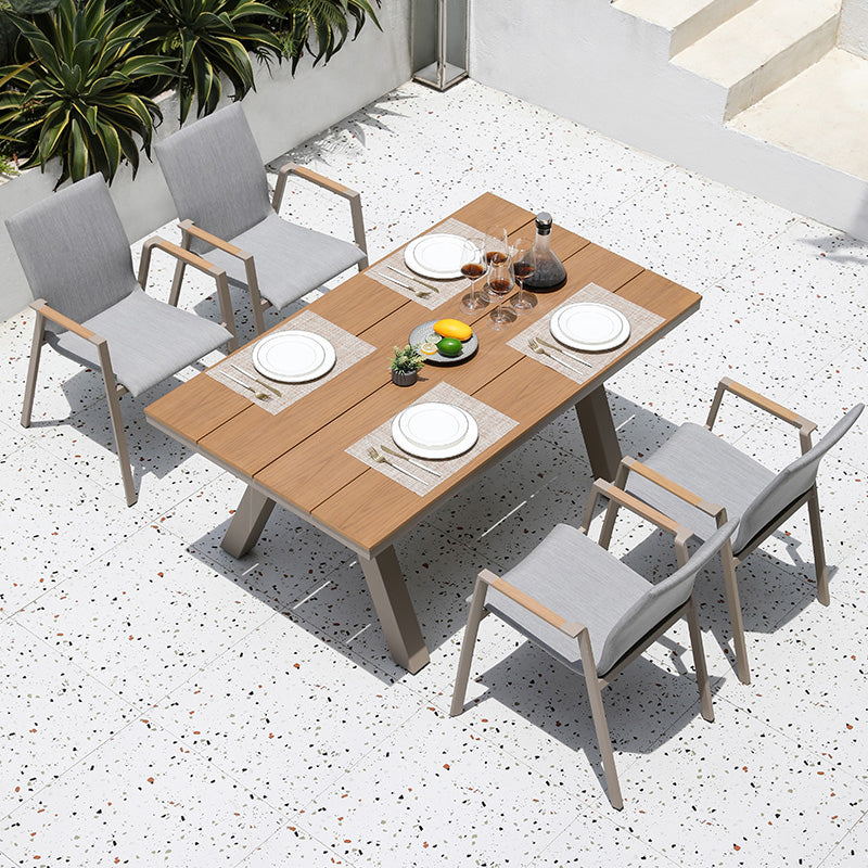 Modern Dining Armchair Fabric Gray Aluminum With Arm Outdoor Chair