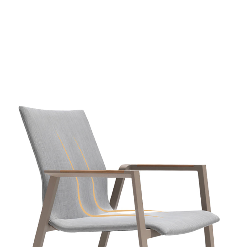 Modern Dining Armchair Fabric Gray Aluminum With Arm Outdoor Chair