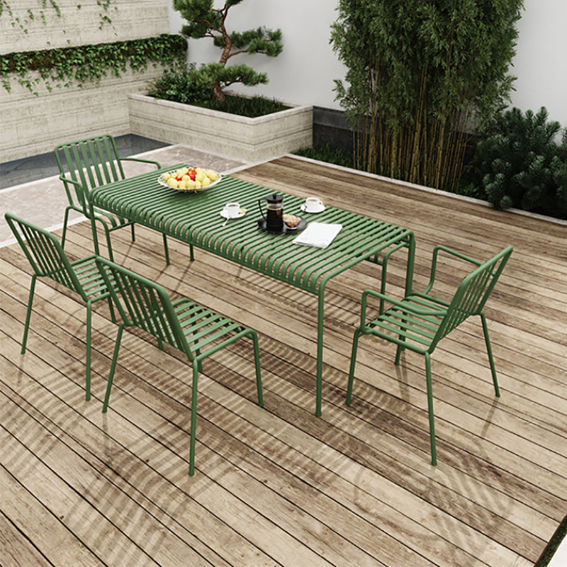 Modern Outdoor Chair Green Open Back With Arm Patio Dining Armchair