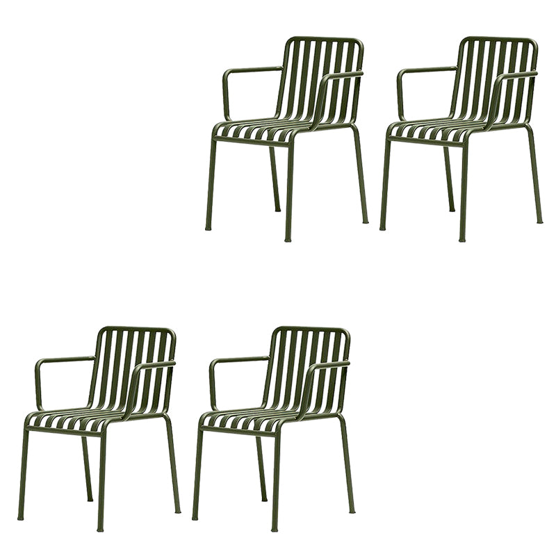 Modern Outdoor Chair Green Open Back With Arm Patio Dining Armchair