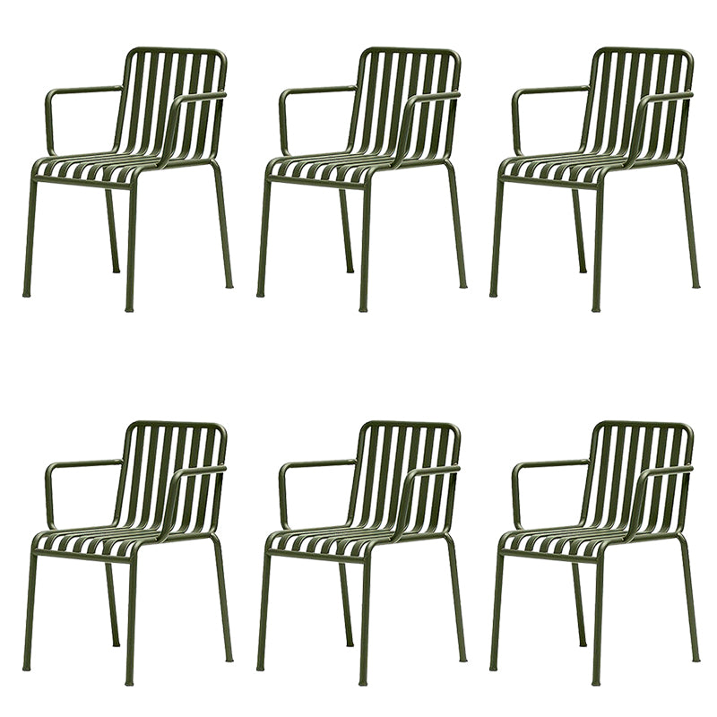 Modern Outdoor Chair Green Open Back With Arm Patio Dining Armchair