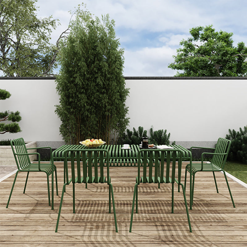 Modern Outdoor Chair Green Open Back With Arm Patio Dining Armchair