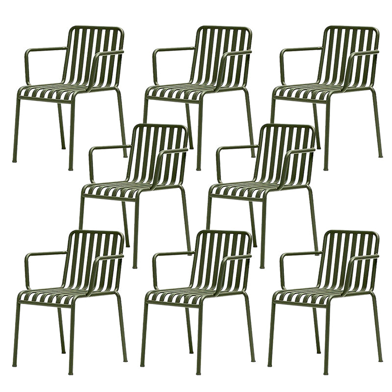 Modern Outdoor Chair Green Open Back With Arm Patio Dining Armchair