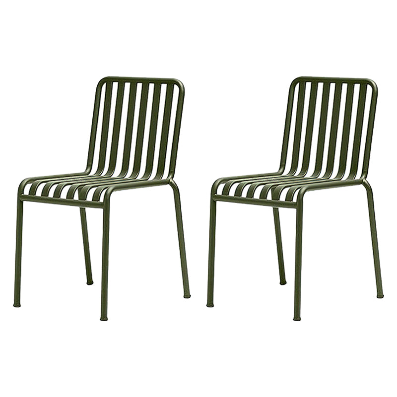 Modern Outdoor Chair Green Open Back With Arm Patio Dining Armchair