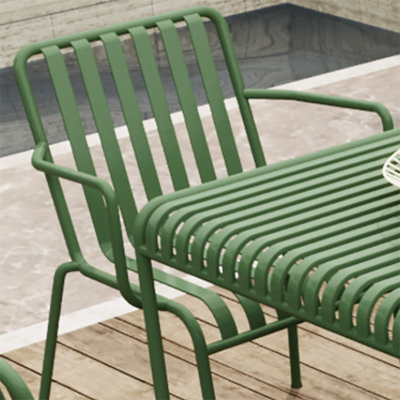 Modern Outdoor Chair Green Open Back With Arm Patio Dining Armchair