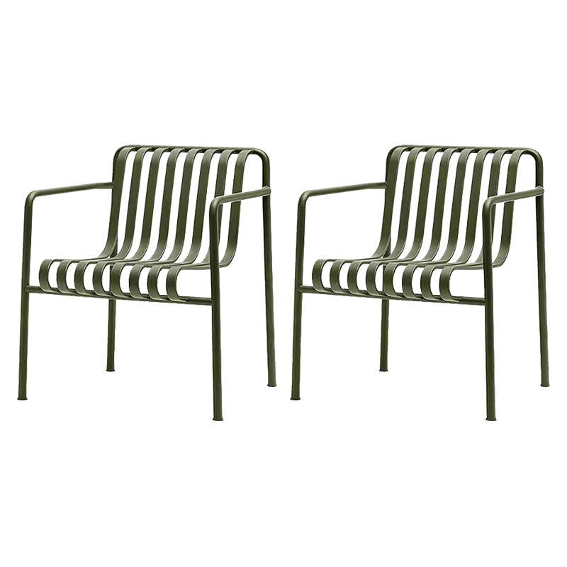 Modern Outdoor Chair Green Open Back With Arm Patio Dining Armchair