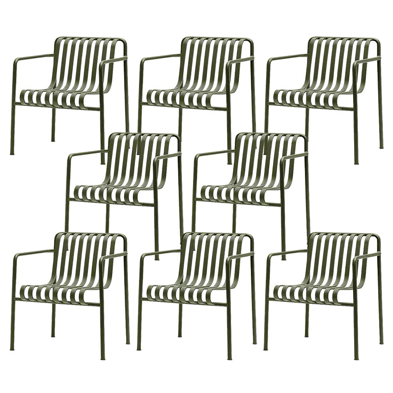 Modern Outdoor Chair Green Open Back With Arm Patio Dining Armchair