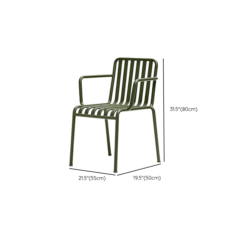 Modern Outdoor Chair Green Open Back With Arm Patio Dining Armchair