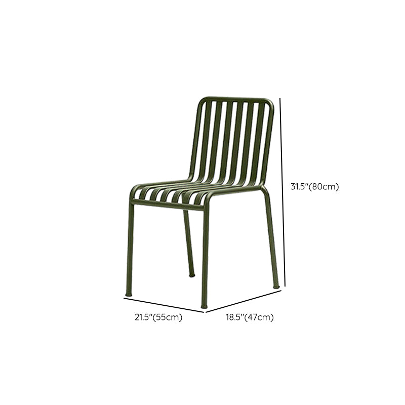 Modern Outdoor Chair Green Open Back With Arm Patio Dining Armchair