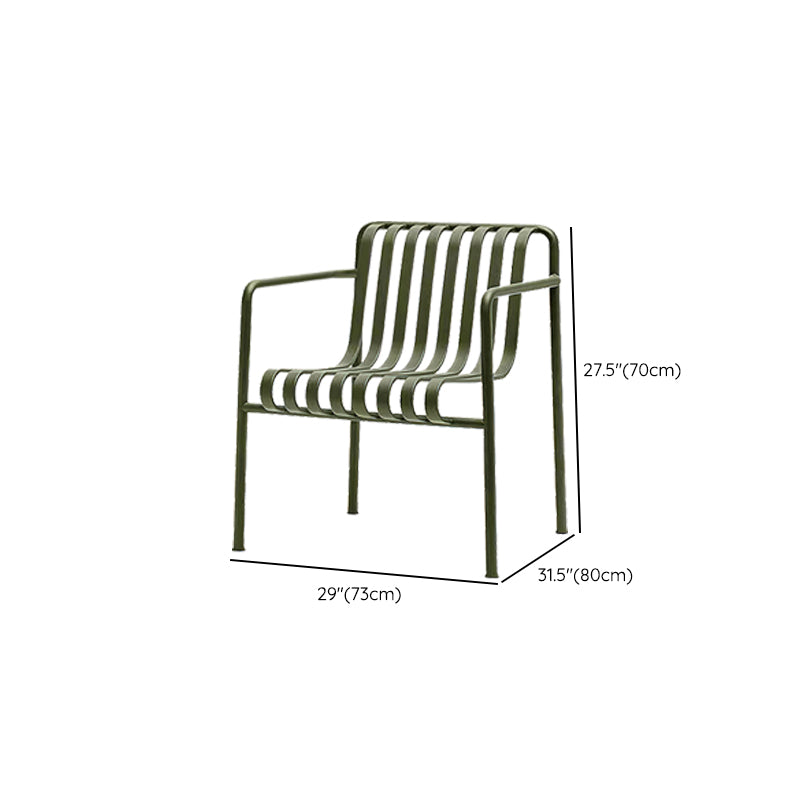 Modern Outdoor Chair Green Open Back With Arm Patio Dining Armchair