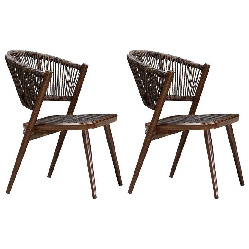 Tropical Rattan Patio Arm Chair with Arm Brown Dining Armchair