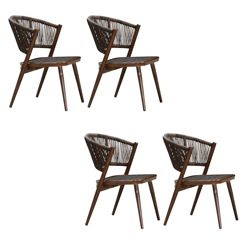 Tropical Rattan Patio Arm Chair with Arm Brown Dining Armchair