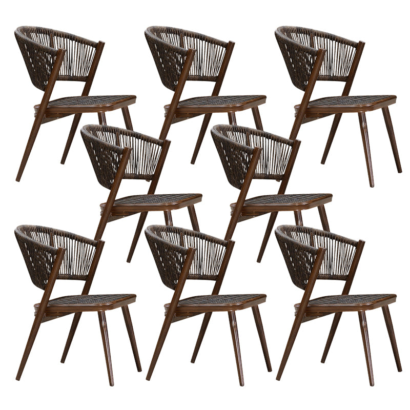 Tropical Rattan Patio Arm Chair with Arm Brown Dining Armchair