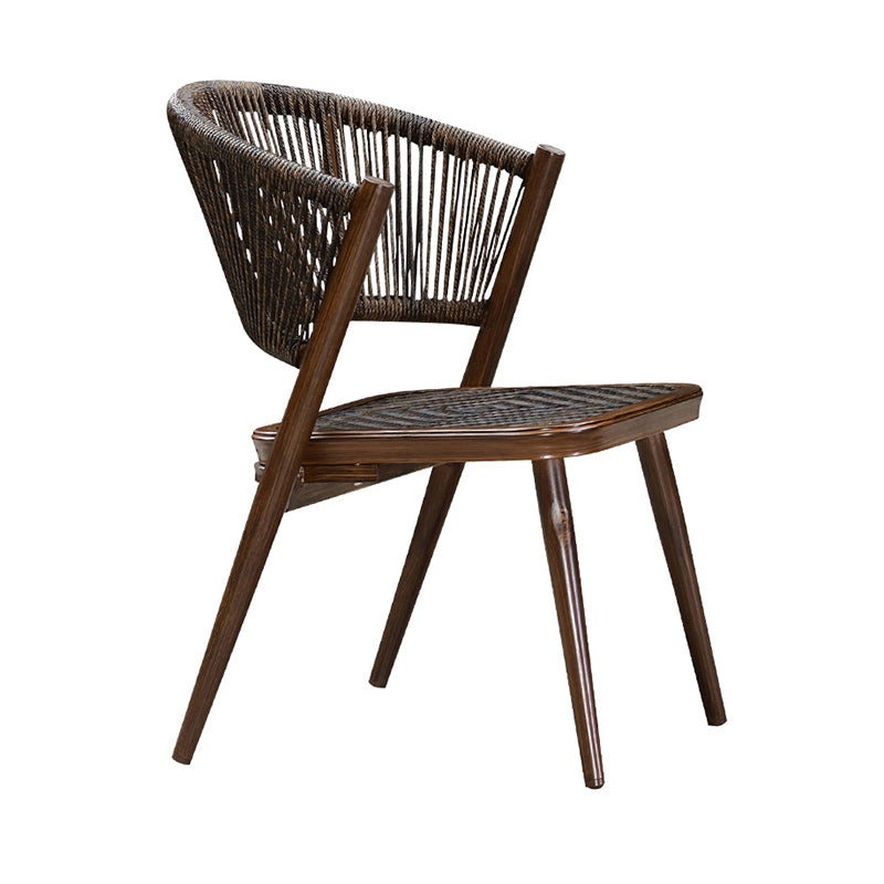 Tropical Rattan Patio Arm Chair with Arm Brown Dining Armchair