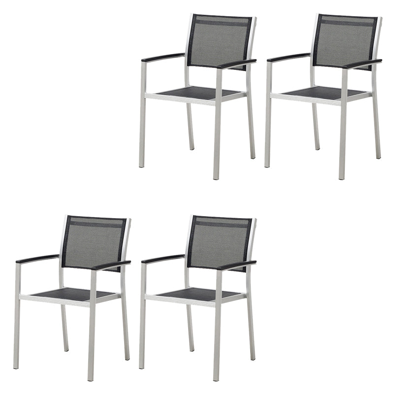 Contemporary Metal Stacking Dining Armchair with Arm Patio Dining Chair