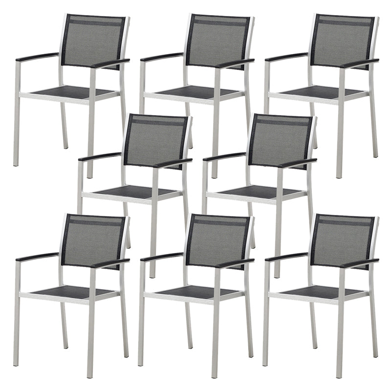 Contemporary Metal Stacking Dining Armchair with Arm Patio Dining Chair