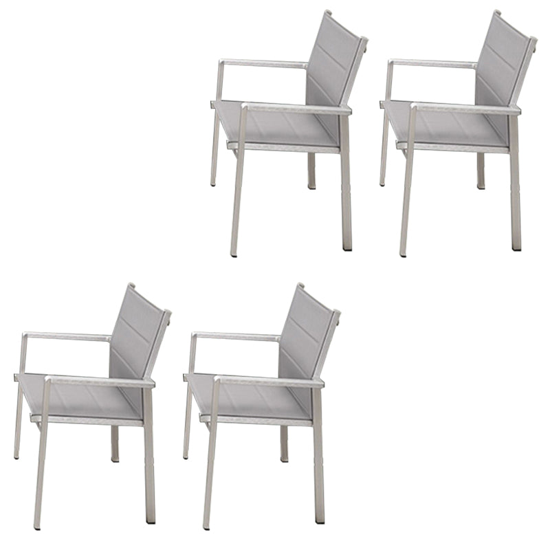 Contemporary Metal Stacking Dining Armchair with Arm Patio Dining Chair