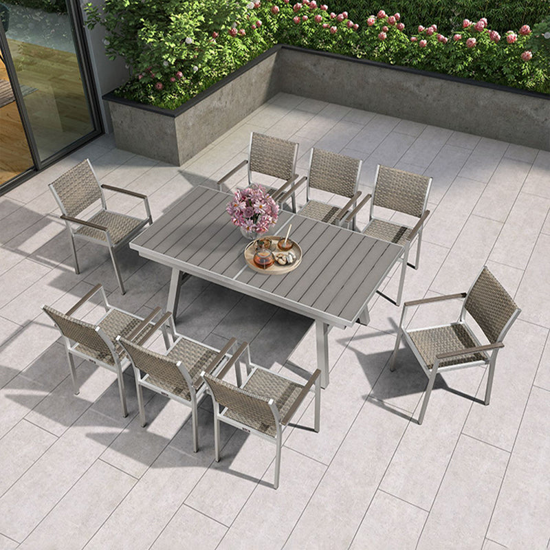 Contemporary Metal Stacking Dining Armchair with Arm Patio Dining Chair