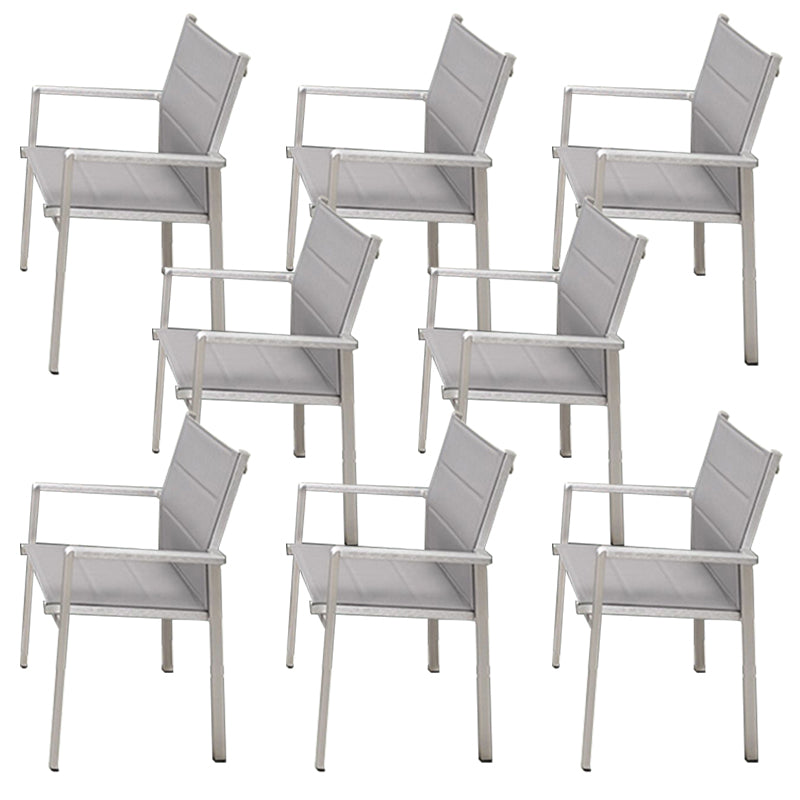 Contemporary Metal Stacking Dining Armchair with Arm Patio Dining Chair