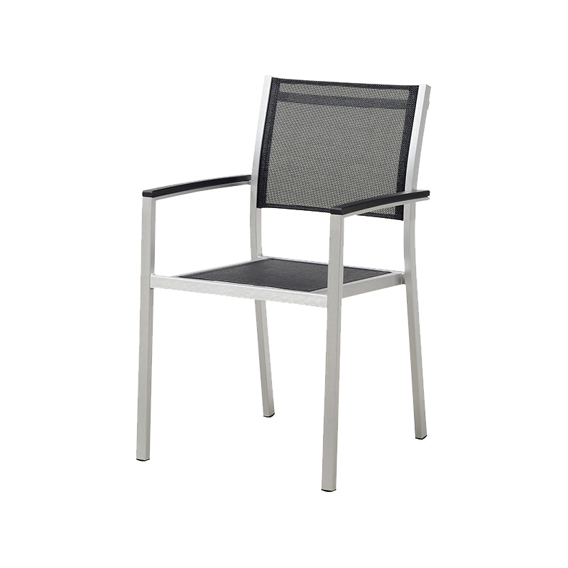 Contemporary Metal Stacking Dining Armchair with Arm Patio Dining Chair