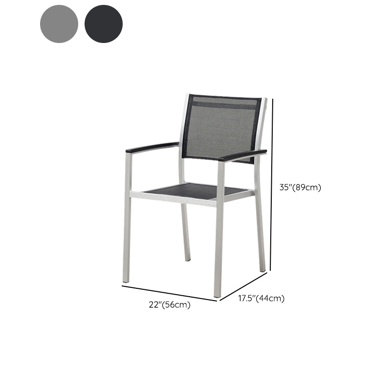 Contemporary Metal Stacking Dining Armchair with Arm Patio Dining Chair