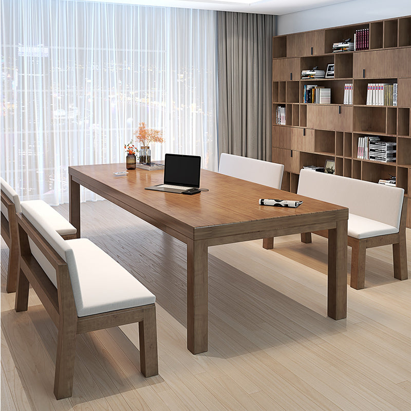 Rectangular Shaped Office Conference Table Wood Writing Desks in Brown